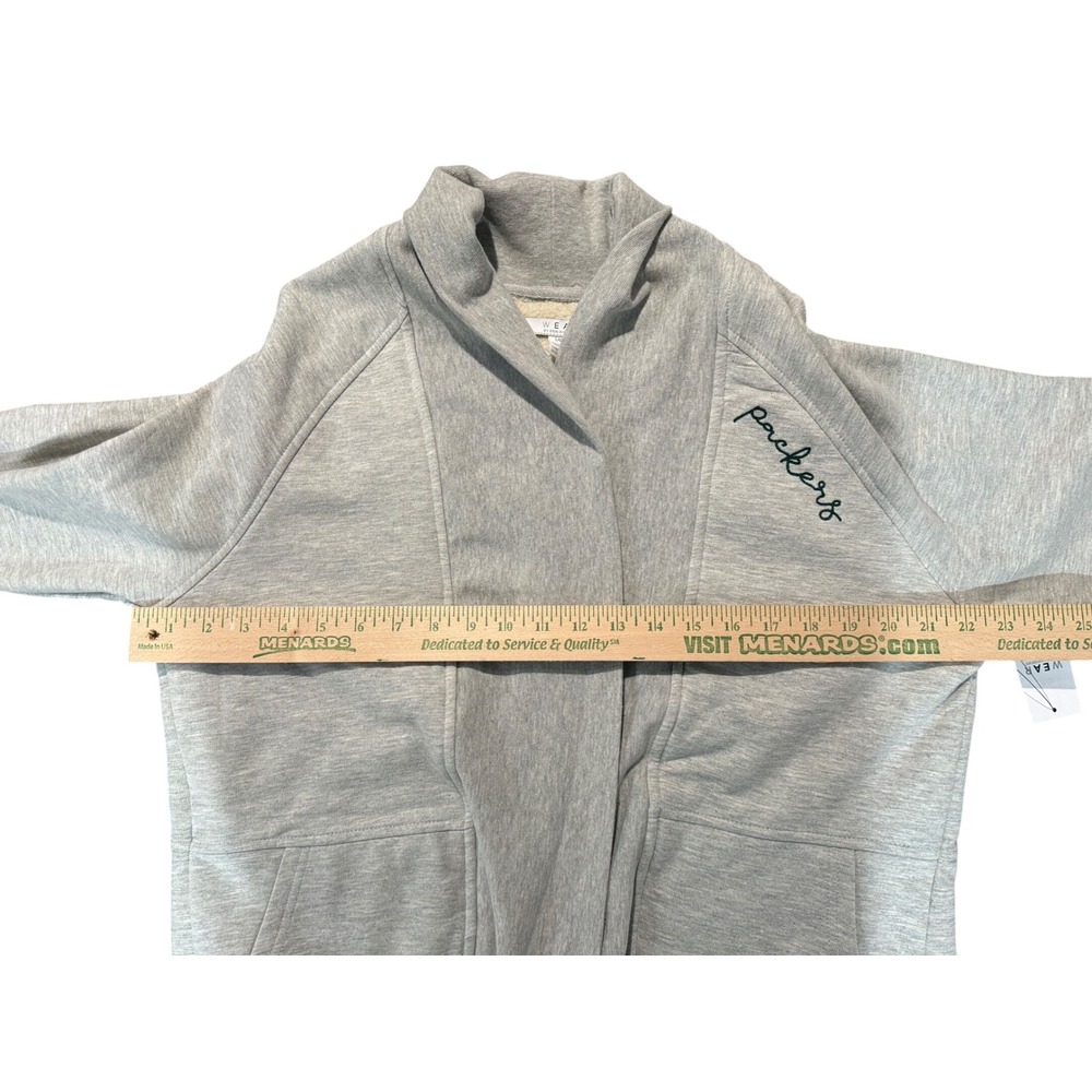 WEAR by Erin Andrews Womens Gray GB Packers Sherpa Open Front Cardigan Jacket L - Picture 4 of 12
